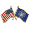Nebraska & USA Crossed Flag Pin